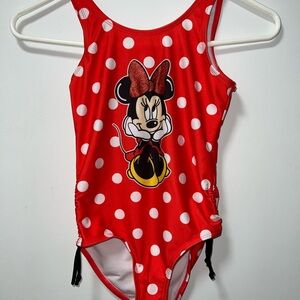 Disney Kids Red Polka Dot Minnie Mouse One Piece Swimsuit